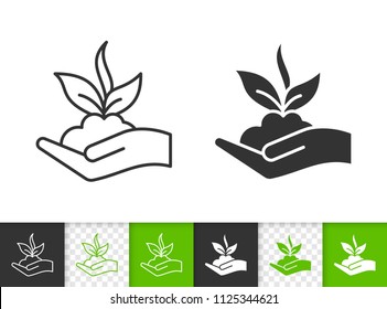 Sprout black linear and silhouette icons. Thin line sign of bio seeds. Organic Plant outline pictogram isolated on white, color, transparent background. Vector Icon shape. Sprout simple symbol closeup