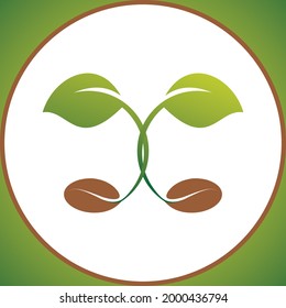 Sprout eco logo, green leaf seedling, growing plant Abstract design concept for eco technology theme. Ecology icon
