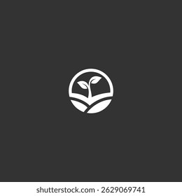 Sprout emblem in circle abstract plant