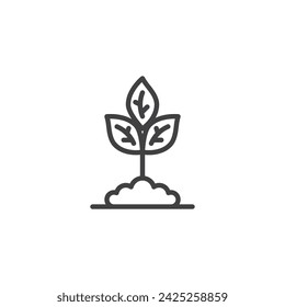 Sprout emerging from the soil line icon. linear style sign for mobile concept and web design. Plant growth outline vector icon. Symbol, logo illustration. Vector graphics