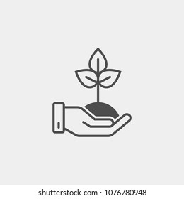 Sprout flat vector icon. Sprout in hand flat vector icon. Young shoot flat vector icon