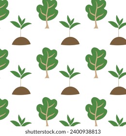 sprout flower plant pot tree eco bio zero waste pattern vector illustration