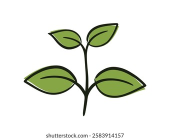 Sprout with four leaves. Spring, planting and nature design element. Isolated vector image