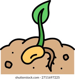 Sprout Germinating from Seed in Soil
