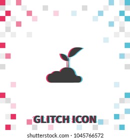 Sprout  glitch effect vector icon.