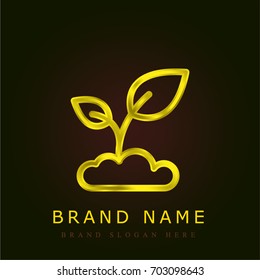 Sprout golden metallic logo