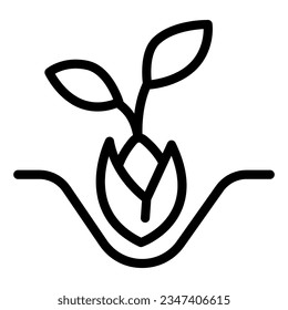 Sprout and grain in ground line icon, farm garden concept, Grow seed plant sign on white background, sprout grain icon in outline style mobile concept web design. Vector graphics.