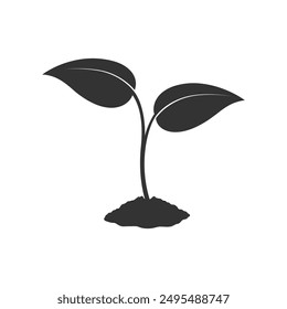 Sprout graphic icon. Young plant growing in the ground sign isolated on white background. Seedling symbol. Vector illustration