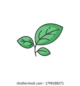 Sprout green RGB color icon. Growing leaves. Seedling and cultivation. Foliage for gardening. Conservation greenery. Young stem. Eco friendly. Environment protection. Isolated vector illustration
