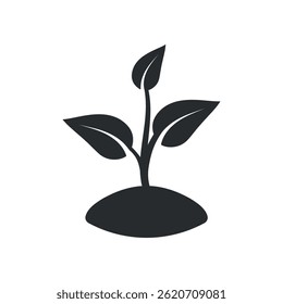 Sprout in the ground icon. Monochrome black and white symbol
