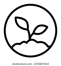 Sprout in der Grundlinie Symbol, Startup-Konzept, ökologisch reines Produktzeichen auf weißem Hintergrund, Pflanzenerzeugung in Bodensymbol in Umrissen für mobiles Web-Design. Vektorgrafiken.