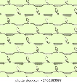 Sprout and Grow Light or Phytolamp vector concept seamless pattern in thin line style