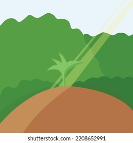 Sprout growing in the fieldillustration.