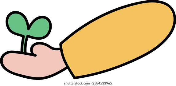 a sprout growing on one's hand