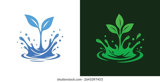 Sprout Growing from Water Splash Logo
