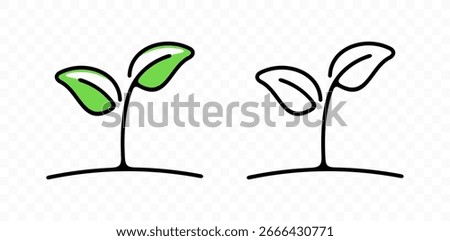 Sprout grows out of soil, graphic design. Plant, germination and seedling, vector design and illustration
