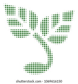 Sprout halftone vector icon. Illustration style is dotted iconic Sprout icon symbol on a white background. Halftone matrix is circle items.