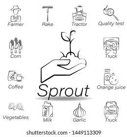sprout hand draw icon. Element of farming illustration icons. Signs and symbols can be used for web, logo, mobile app, UI, UX