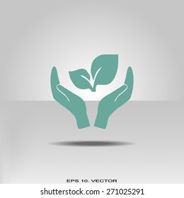 sprout in a hand of environmental protection