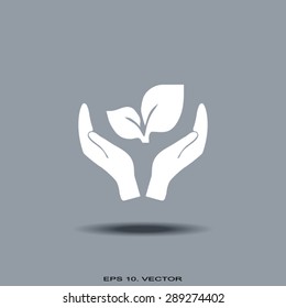 sprout in a hand of environmental protection