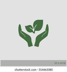 sprout in a hand of environmental protection