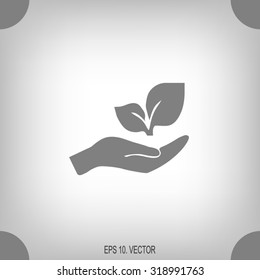 sprout in a hand of environmental protection