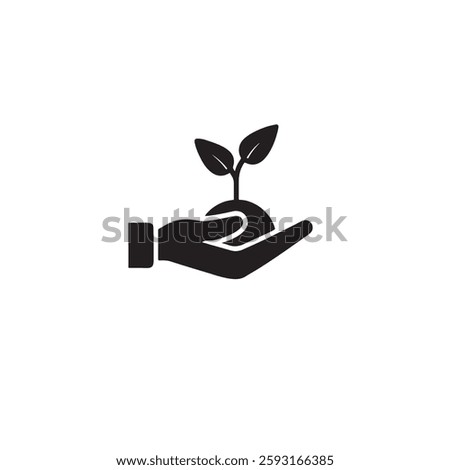 Sprout hand environmental protection icon silhouette vector image