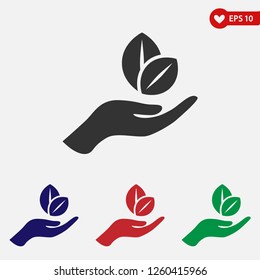 Sprout in hand icon, plant in hand vector.Environmental protection.