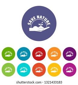 Sprout hand icons color set vector for any web design on white background