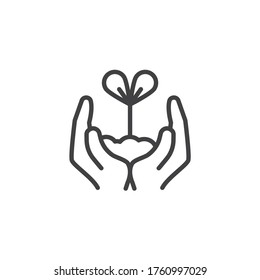 Surge en un icono de línea de mano. signo de estilo lineal para concepto móvil y diseño web. Icono de vector de contorno de planta. Símbolo de protección del medio ambiente, ilustración del logotipo. Gráficos vectoriales