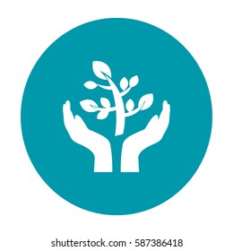 sprout in a hand sign of environmental protection web icon tree.