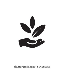 Sprout In A Hand Sign Of Environmental Protection Icon