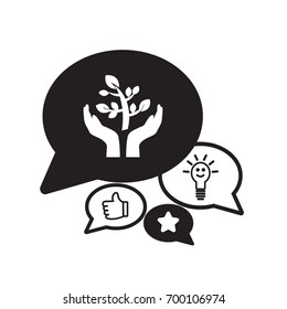 sprout in a hand sign of environmental protection web icon tree.
