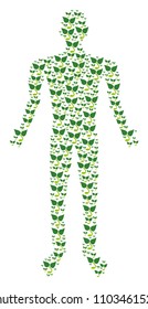 Sprout human representation. Vector sprout icons are composed into person combination.