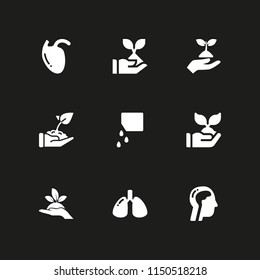 sprout icon. 9 sprout set with seeds, plant on a hand, biology and growth vector icons for web and mobile app