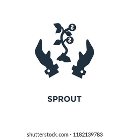 Sprout icon. Black filled vector illustration. Sprout symbol on white background. Can be used in web and mobile.