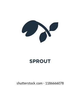 Sprout icon. Black filled vector illustration. Sprout symbol on white background. Can be used in web and mobile.