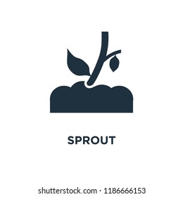 Sprout icon. Black filled vector illustration. Sprout symbol on white background. Can be used in web and mobile.