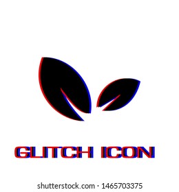Sprout icon flat. Simple pictogram - Glitch effect. Vector illustration symbol