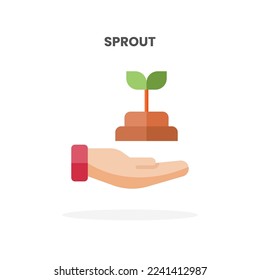Sprout icon flat. Vector illustration on white background. Can used for web, app, digital product, presentation, UI and many more.