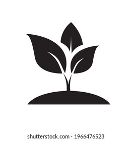Icono de brote con estilo de glifo. Vector de brote simple con diseño negro aislado en fondo blanco