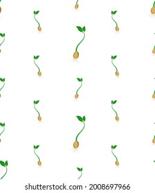 Sprout Icon Seamless Pattern, Sprouting Icon, Plat Sprout Icon Vector Art Illustration