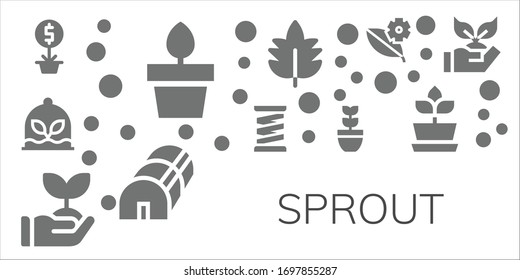 sprout icon set. 11 filled sprout icons.  Simple modern icons such as: Plant, Plants, Spring, Sprout, Leaf, Greenhouse, Planting