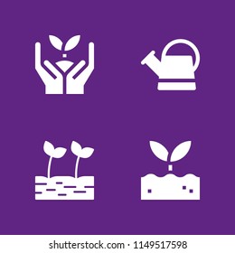 sprout icon set. sprout and watering can vector icon for graphic design and web
