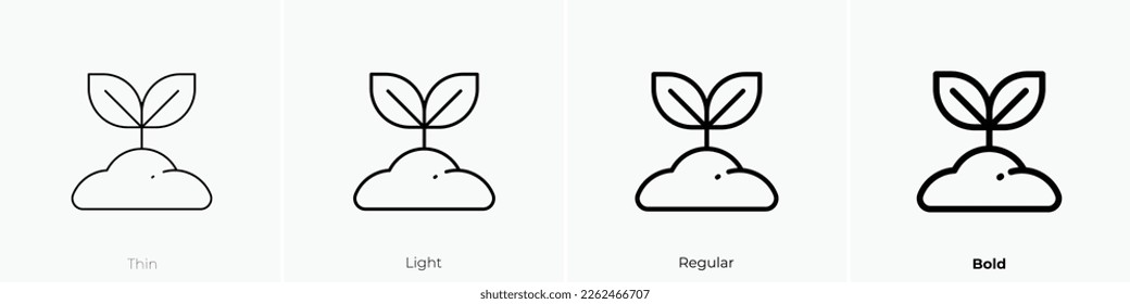 sprout icon. Thin, Light Regular And Bold style design isolated on white background