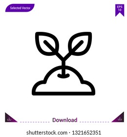 sprout icon vector . Best modern, simple, isolated, application ,ecology icons, logo, flat icon for website design or mobile applications, UI / UX design vector format