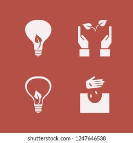 sprout icon. sprout vector icons set bulb leaf, hands sprout and hand seeds