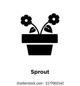 Sprout icon vector isolated on white background, logo concept of Sprout sign on transparent background, filled black symbol