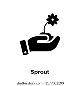 Sprout icon vector isolated on white background, logo concept of Sprout sign on transparent background, filled black symbol