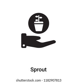 Sprout icon vector isolated on white background, logo concept of Sprout sign on transparent background, filled black symbol
